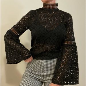 Pointelle Blouse, black
